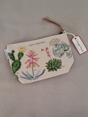 Cavallini & Co Succulents Natural Cotton Canvas Pouch
